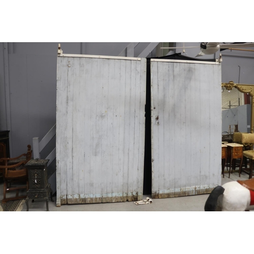 257 - Impressive pair of large French barn doors, approx 237cm H x 133cm W and 237cm H x 140cm W (2)