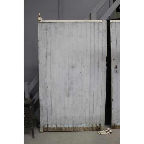 257 - Impressive pair of large French barn doors, approx 237cm H x 133cm W and 237cm H x 140cm W (2)