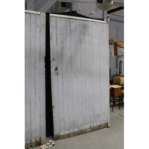 257 - Impressive pair of large French barn doors, approx 237cm H x 133cm W and 237cm H x 140cm W (2)