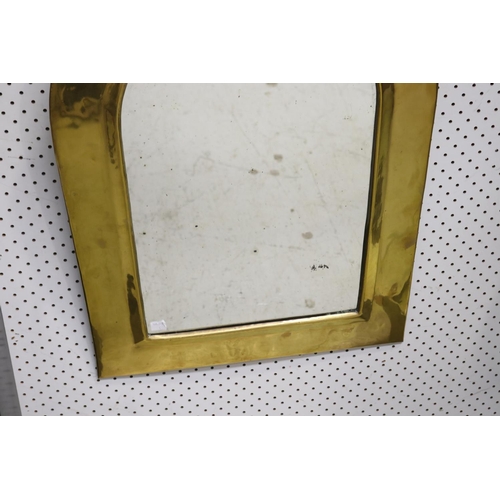 297 - French brass framed arch mirror, approx 70cm H x 48cm W