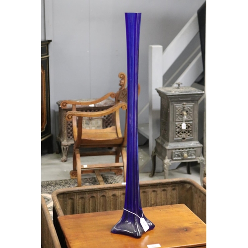 359 - Tall cobalt blue glass vase, approx 70cm H