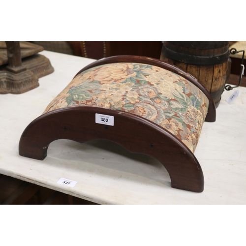 382 - French arched footstool, approx 16cm H x 41cm W x 33cm D
