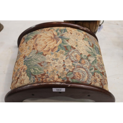 382 - French arched footstool, approx 16cm H x 41cm W x 33cm D