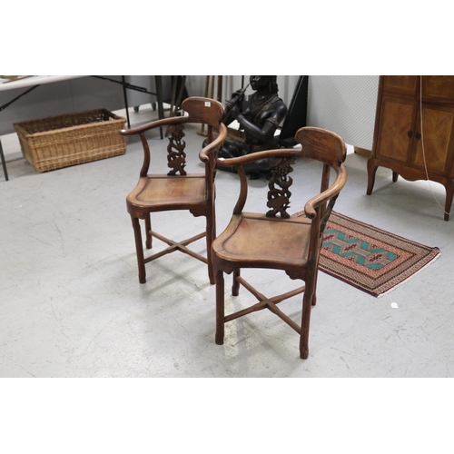 394 - Pair of Oriental hardwood armchairs (2)