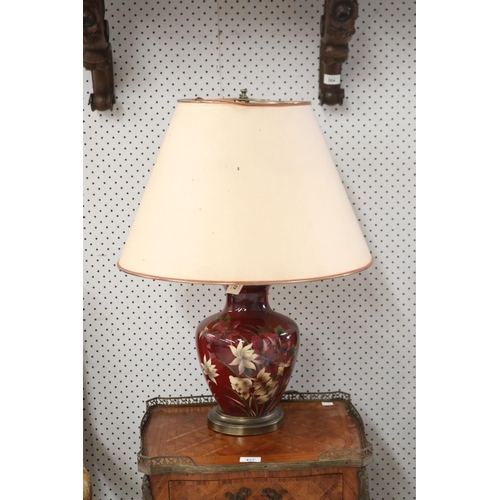 428 - French porcelain lamp, approx 68cm H