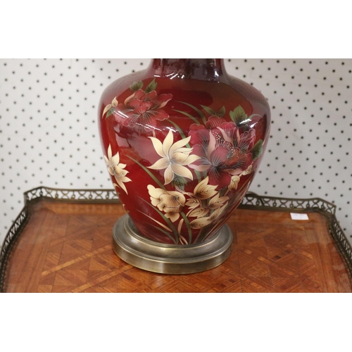 428 - French porcelain lamp, approx 68cm H