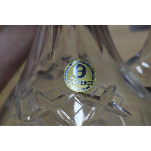 466 - Good quality Lawiercie handcut lead crystal decanter, approx 35cm H