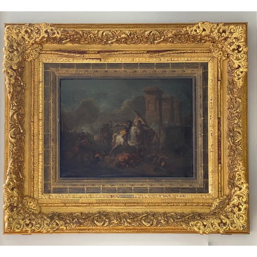 Jacques Courtois (school) (1621-1676) France, Battle scene, oil on canvas, mounted in an elaborate gilt frame, approx 45cm H x 65cm W