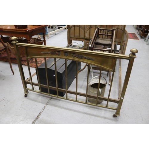 3028 - Antique French brass bed, approx 148cm H x 199cm L x 143cm W