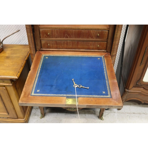 319 - Antique French marble topped secretaire , approx 146cm H x68cm W x 39cm D