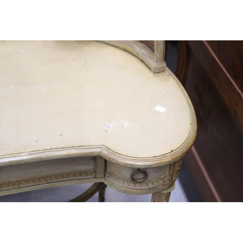 328 - Antique French Louis XVI style painted kidney shaped dressing table, approx 140cm H x 100cm W x 52cm... 