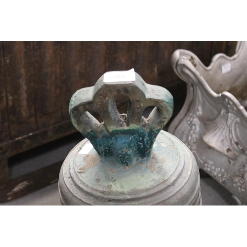 355 - Large antique French bronze bell, approx 46cm H x 36cm Dia