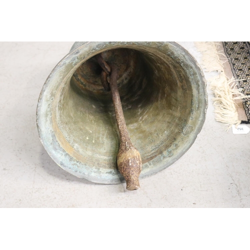 355 - Large antique French bronze bell, approx 46cm H x 36cm Dia
