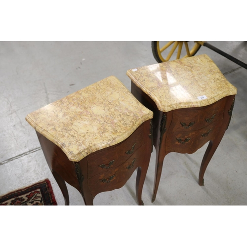 362 - Pair of French marble topped nightstands (damages to marble) each approx 76cm H x 44cm W (2)