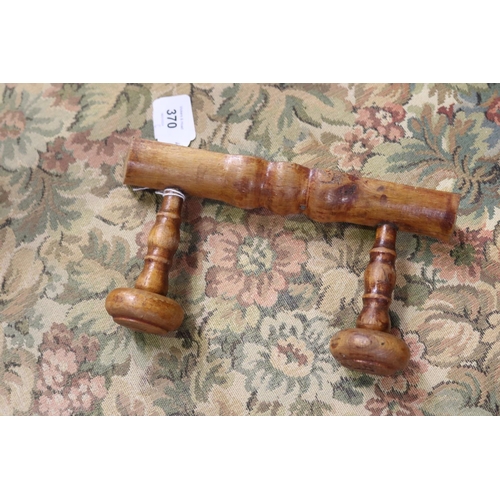 370 - Antique French two button faux bamboo coat rack, approx 24cm W