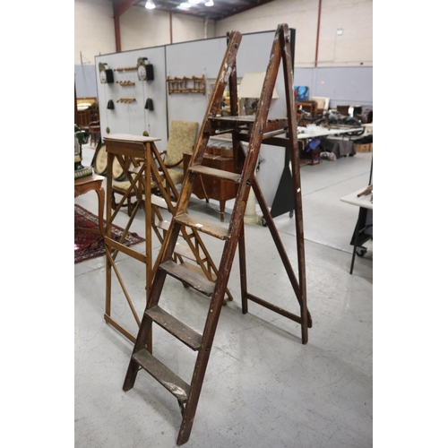 402 - French wooden stepladder, approx 194cm H