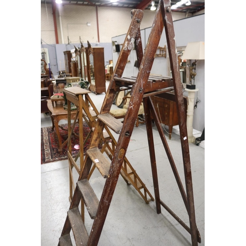 402 - French wooden stepladder, approx 194cm H