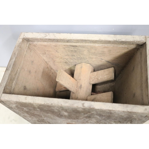 439 - Rustic French wooden churn, approx 32cm H x 37cm W