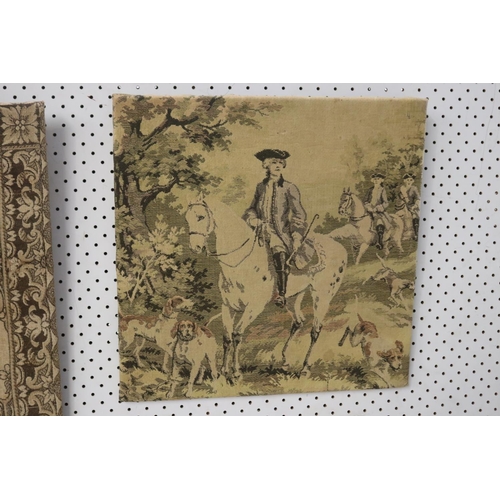 442 - Three French needlework panels of various scenes, approx 54cm x 38cm and smaller (3)