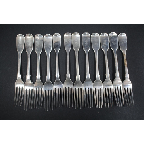 1047 - Twelve hallmarked sterling silver William IV and Victoria entree forks, various dates and makers, ap... 