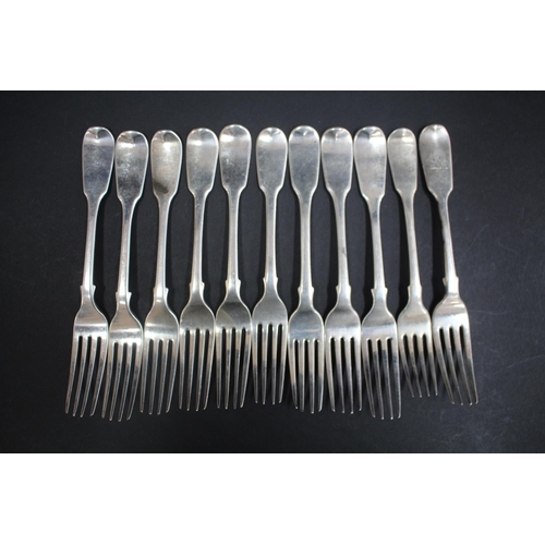 1048 - Eleven hallmarked sterling silver William IV and Victoria entree forks, various dates and makers, ap... 