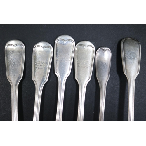 1061 - Six hallmarked sterling silver spoons and forks, various dates and makers, approx 540 grams & 23cm L... 