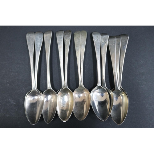 1071 - Twelve Georgian hallmarked sterling silver spoons, various dates and makers, approx 390 grams & appr... 