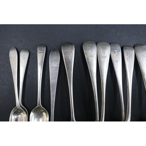 1082 - Twelve Georgian and later hallmarked sterling silver spoons, various dates and makers, approx 450 gr... 