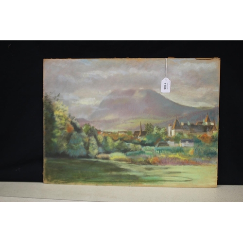 3039 - Unframed & unknown French school, town & park scene, watercolour, approx 40cm x 55cm