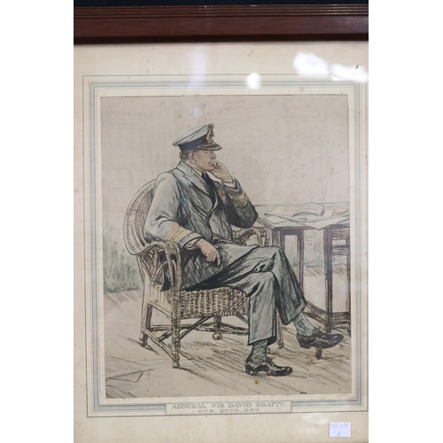 3055 - Antique framed print of Admiral Beatty, approx 51 cm x 42.5 cm including frame