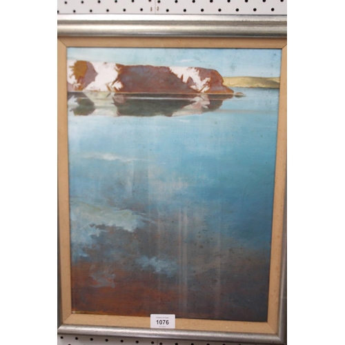 3058 - Unknown, Study for the Flood, oil on canvas, 41 cm x 30 cm Framed by Charles Hewett 1970's