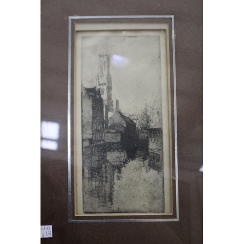 3077 - Three antique early 20th century etchings, one titled The Clearing, two signed lower right, approx 1... 