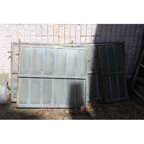 33 - Set of five French windows, some damages, approx 102cm H x 120cm W and smaller (5)