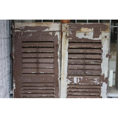 36 - Pair of antique French wooden shutters, with original hardware, each approx 164cm H x 50cm W (2)