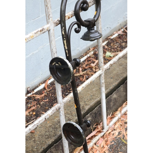 47 - Antique French iron scrolling wall mount lantern bracket, approx 94cm H