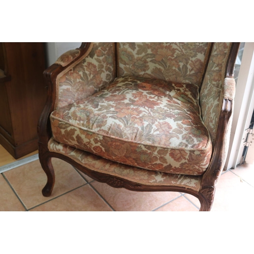 68 - Vintage French Louis XV style porters chair, fully upholstered, approx 138cm H x 74cm W