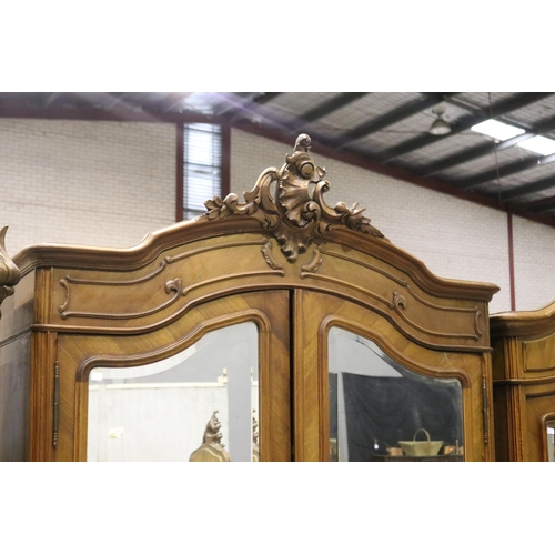 325 - French Louis XV style armoire, approx 248cm H x 134cm W x 54cm D