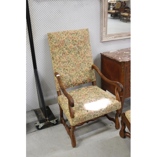 368 - French high back armchair and foot stool (2)