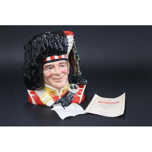 5074 - Royal Doulton, Character Jug The Piper D6918, Modelled by Stanley James Taylor, 269/2500, with certi... 