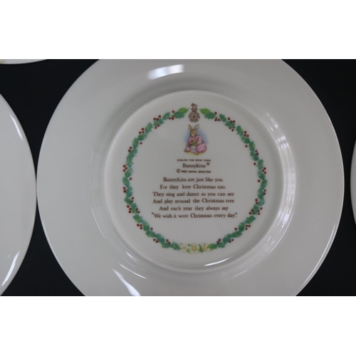 5115 - Royal Doulton, Bunnykins date plates and Christmas, approx 20.5cm Dia (5)