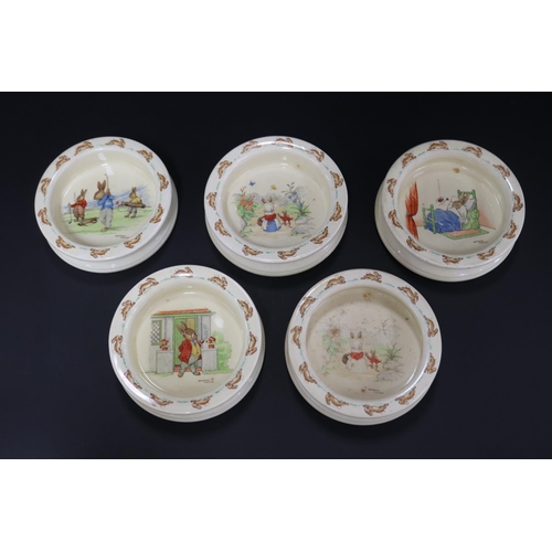 5124 - Royal Doulton, Bunnykins five bowls, approx 4cm H x 15cm Dia (5)