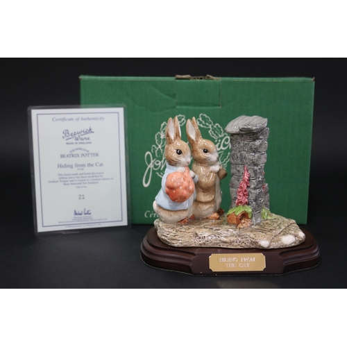 5126 - Royal Doulton Beswick The World of Beatrix Potter Hiding from the Cat P3766, in box, approx 13cm Hx ... 