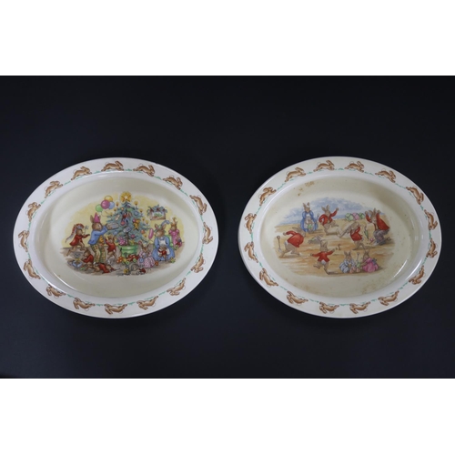 5133 - Royal Doulton, Bunnykins two oval baby plates, approx 4.5cm H x 21cm W x 16.5cm D (2)