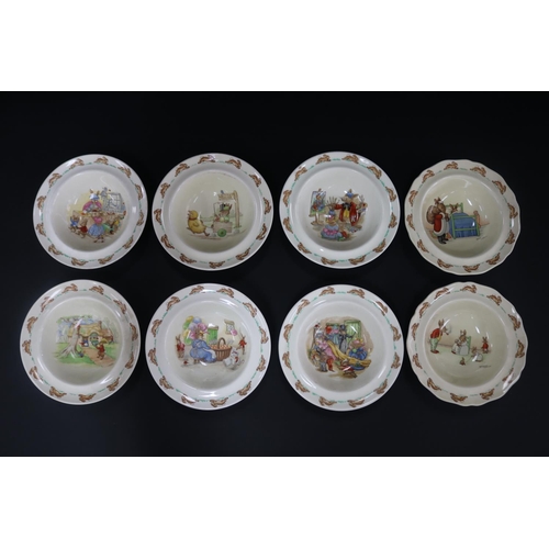 5135 - Royal Doulton, Bunnykins  eight baby bowls with lip, 4.5cm H x 16.5cm Dia each (8)