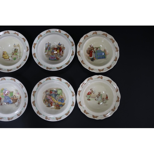 5135 - Royal Doulton, Bunnykins  eight baby bowls with lip, 4.5cm H x 16.5cm Dia each (8)