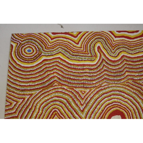 24 - Yaritiji Connelly - Australian Aboriginal, Malara, Acrylic on linen, Wati Wanambe Tjuta (water snake... 