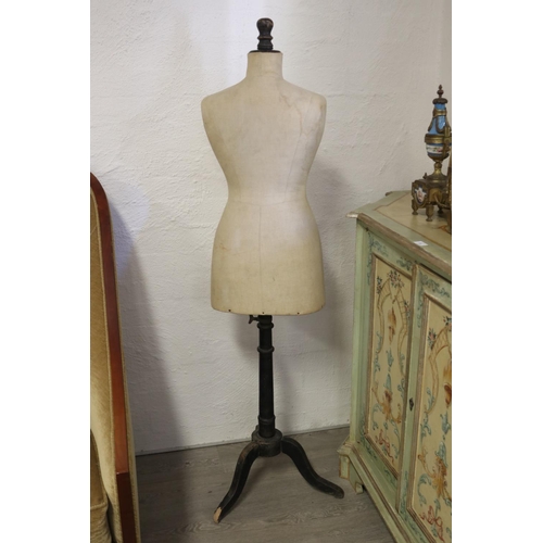 28 - Antique French female mannequin on wooden turned base, approx 150cm H