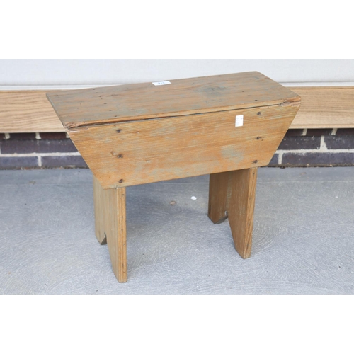 376 - Rustic painted pine stool, approx 37cm H x 49cm L