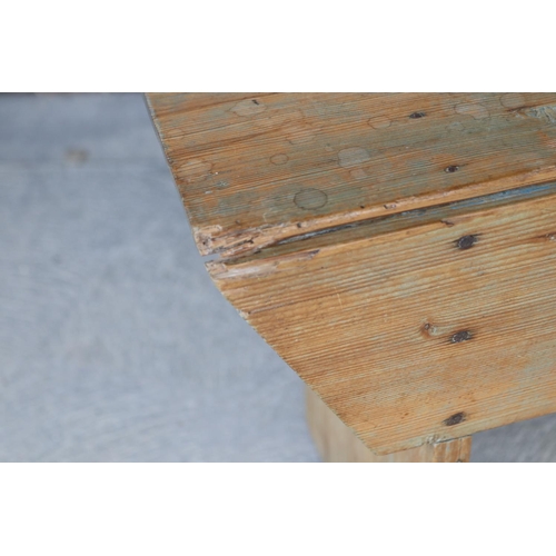 376 - Rustic painted pine stool, approx 37cm H x 49cm L