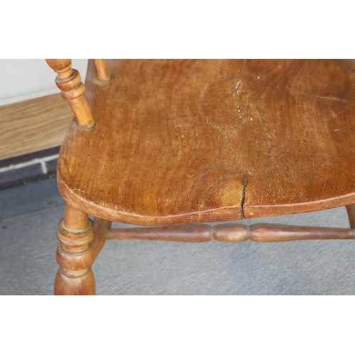 381 - Antique English elm & beech smokers bow chair